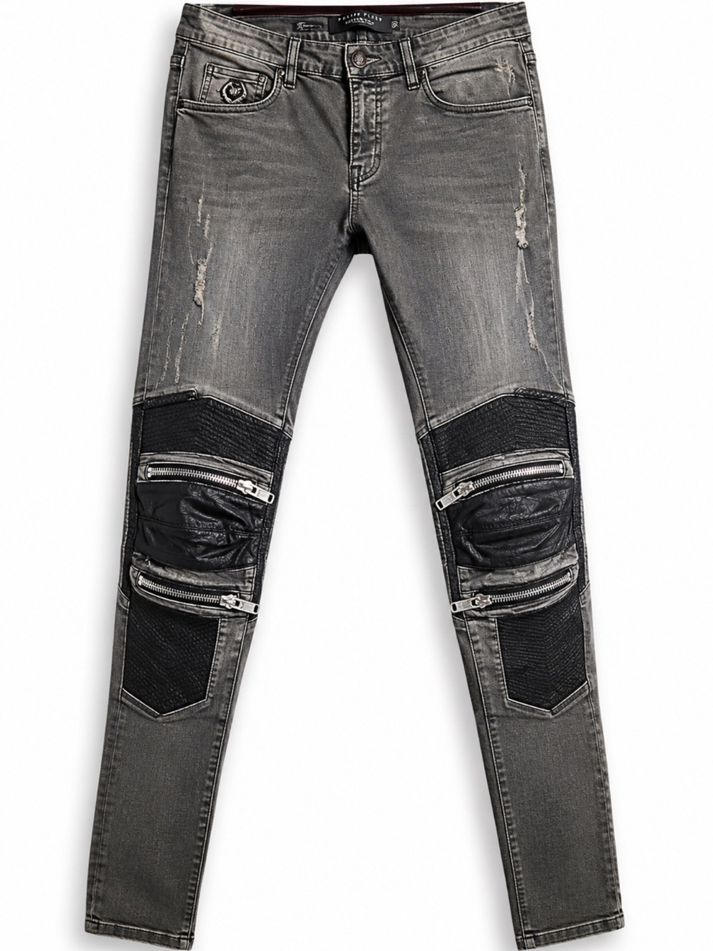 PHILIPP PLEIN Leather & Denim Pants – Authentic – Size 32 – Luxury Designer